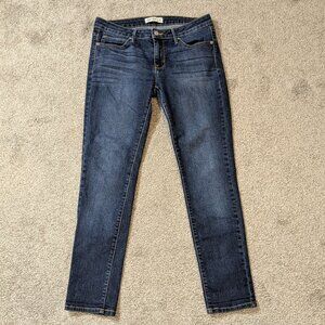 JUST USA Blue Stretch Denim Mid-Rise Skinny Jeans; Whiskers; Size 9 Juniors